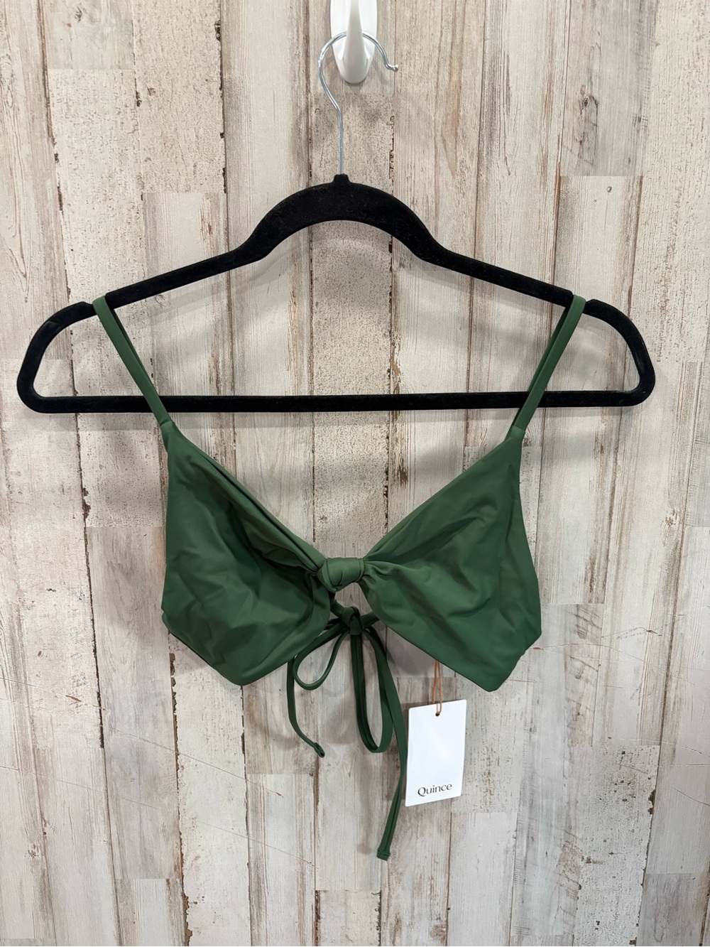 Quince Olive Green Tie-Front Bikini Top